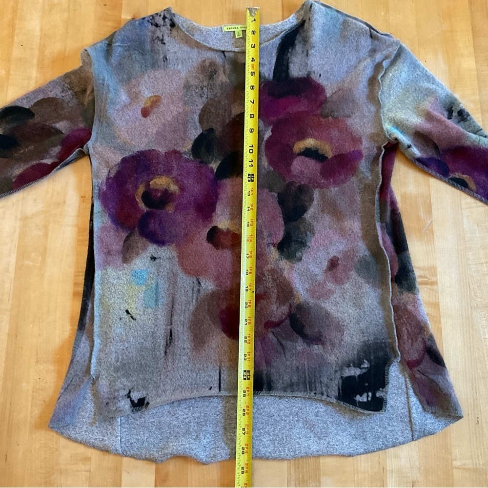 Trisha Tyler Floral Knit Sweater S Abstract Watercolor Pullover - Picture 13 of 16